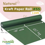 PerkHomy 48" x 1,440" (120') Dark Green Kraft Paper Roll for Craft Bulletin Board Paper Art Table Covering Crafting Gift Wrapping Bouquet Packing Parcel 80GSM 55LB (Dark Green, 48" x 120')