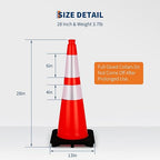 Traffic Cones 28", PeakPursuit 6 PCS Safety Cones, PVC Orange Safety Road Parking Cones with 2 Reflective Collars,Hazard Construction Cones for Home Traffic Parking