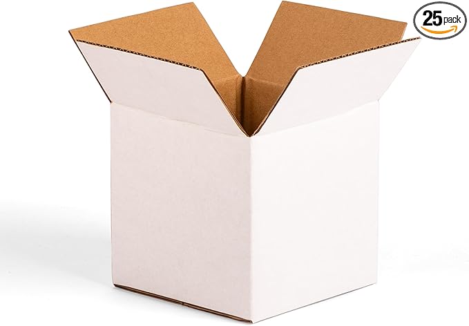 White 5x5x5 inches Shipping Boxes, Corrugated Cardboard 5x5 Box for Small Business Mailing, Packaging and Storing, 25 Pack