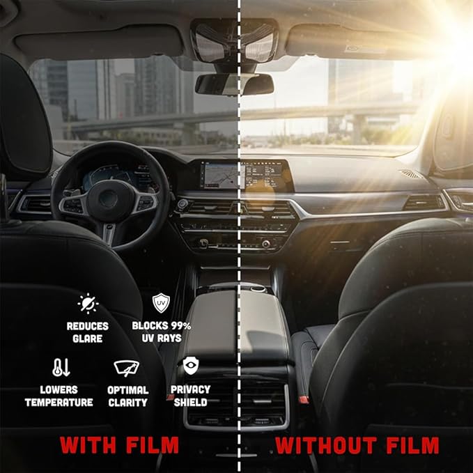 United Centurion Window Tint 42% VLT 24" Inx100'Ft 2Ply Carbon - PET Laminated Adhesive Film - Privacy Window Tint for Cars, Home, Blocks UV/IR Rays, Reduce Heat & Glare - Lifetime Color Stability