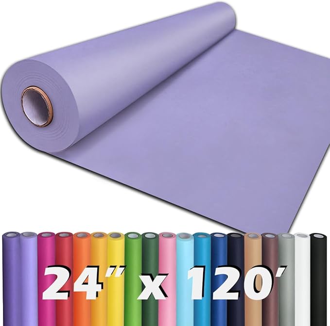 PerkHomy 24" x 1,440" (120') Light Purple Kraft Paper Roll for Craft Bulletin Board Paper Art Table Covering Crafting Gift Wrapping Bouquet Packing Parcel 80GSM 55LB (Light Purple, 24" x 120')