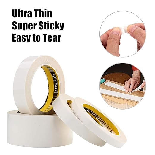 LLPT Double Sided Woodworking Tape 2" x 150Ft Each 2 Pack Double Face Turner Woodworker Adhesive Tape Removable Residue Free for Wood Template (WT20150W2)