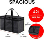 Insulated Cooler Bag and Food Warmer (XXL, 2 Pack) for Delivery & Grocery Shopping with Zippered Top, Black