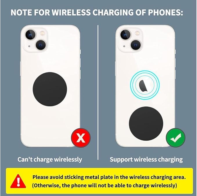 SALEX Phone Metal Stickers for Magnetic Mount - Replacement Set of 16 Car Magnet Square Metal Plates Inside Cell Phone Case. Black Sticky Small Thin Iron Discs with 3M Adhesive Backing for Crafts DIY
