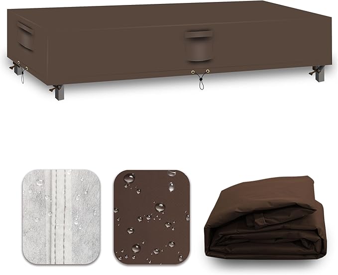 Heavy Duty Patio Furniture Covers Waterproof, 600D Outdoor Furniture Cover Waterproof for Sectional Sofa Couch, Outdoor Dining Table and Chair Set Covers 140''L x 80''W x 32''H, Brown