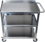 18 in. Wide X 28 in. Long X 33 in High | 3 Shelf Metal Utility Cart on Wheels with Handle
