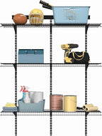 ClosetMaid MaxLoad Heavy Duty Wall Shelf Kit for Garage, 3 Shelves, Adjustable ShelfTrack Wire Shelving, Black Finish