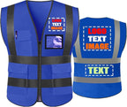 High Visibility Safety Reflective Vest with Pockets and Zipper Construction Hi Vis Work Vest(Royal Blue 2XL)