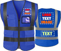 High Visibility Safety Reflective Vest with Pockets and Zipper Construction Hi Vis Work Vest(Royal Blue 3XL)