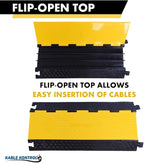 Kable Kontrol Atlas Cable Protector Wire Ramp - 3 Channel Bulk Wholesale Pallet - 10 Pcs - 35” Long Black & Yellow - 24000 Lbs Load Capacity - Rubber Speed Bump Wire Protector Cord Cover - CP9973