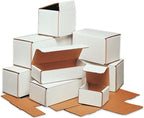 Secure Seal Shipping Boxes - 6x3x2" Mailers - White Foldable Corrugated Cardboard Packaging for Mailing, Moving, Storage, and Organizing - Strong Lightweight Foldable (Bulk 50 Pack)