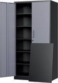 Yizosh Metal Storage Cabinet with Locking Doors and 5 Adjustable Shelves, 72" Garage Storage Cabinet Steel Lockable for Office,Home,Garage