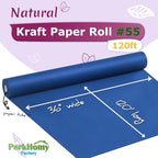 PerkHomy 36" x 1,440" (120') Blue Kraft Paper Roll for Craft Bulletin Board Paper Art Table Covering Crafting Gift Wrapping Bouquet Packing Parcel 80GSM 55LB (Blue, 36" x 120')