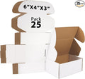 6x4x3 inches Shipping Boxes Set of 25, Small Corrugated Cardboard Box, Literature Mailer, Gift Boxes (White, 6x4x3)
