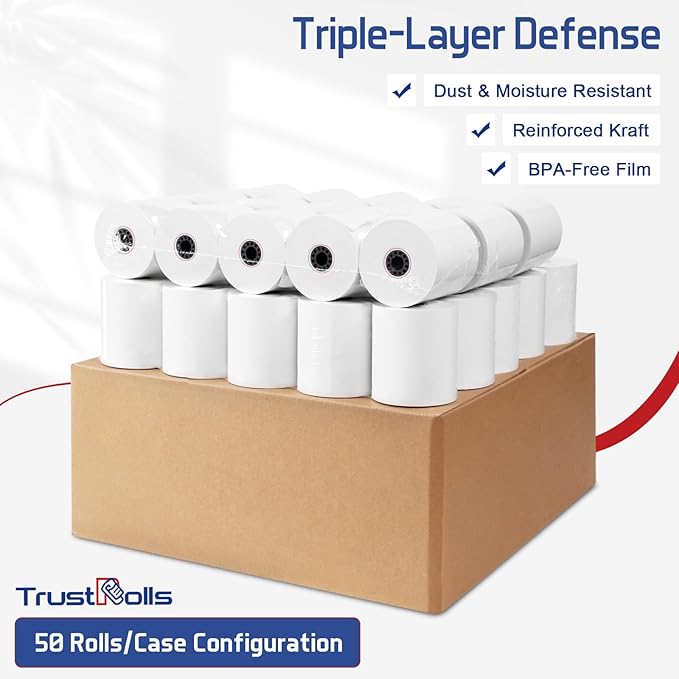 (150 Rolls) Premium 2 1/4 x 85 Thermal Paper Rolls - BPA Free Credit Card Receipt Paper for POS, ATM & Restaurant Printers