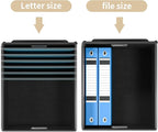 Huolewa File Organizer Box with Lid, Collapsible File Folder Organizer for Office Document Storage, Filing Box with Plastic Slide for Letter/Legal Size Hanging Files, Brown, 2 Pack