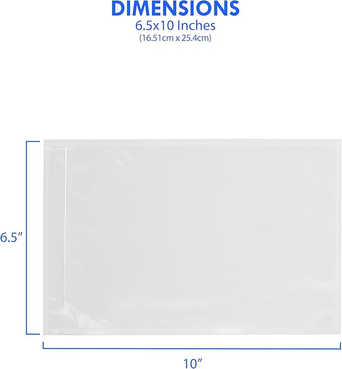 1000 Count 6.5" x 10" Shipping Label Envelopes, Clear Packing List Pouches with Self-Adhesive Back, Top Loading for Shipping Labels Sleeves, for Packing Slips, Labels Invoices & Paperwork. GPI