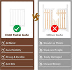 2 Panels Full Metal Freestanding Dog Gates, 40” W x 24” H Folding Pet Gate Fence with Support Feet for Indoor,Stairs, Hallways and Doorways(White)