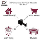 Crowd Control Warehouse - CCW Series WMB-120 Fixed Wall Mount Retractable Belt Barrier - 11 Foot, Red Belt with Black Steel Case
