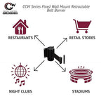 Crowd Control Warehouse - CCW Series WMB-120 Fixed Wall Mount Retractable Belt Barrier - 11 Foot, Olive Belt with Black Steel Case