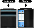 Huolewa New Portable File Organizer Boxes Set of 4, Collapsible Linen Hanging Filing Storage Boxes with Plastic Slide, Decorative Home/Office Filing System for File and Folders Storage (Black)