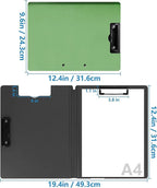 Clipboard Folder, A4 Foldable Clipboards, Office Clipboard Folder with Double Clips Metal Clip, 360 Degree Foldable Storage Clipboards for Office, School or Medical Field, Green
