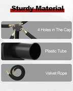 RoadHero Plastic Stanchion Post, Black Velvet Ropes and Poles with Weighted Base, Ropes Safety Barriers for Crowd Control, Party and Movie Theater, 2 PCS