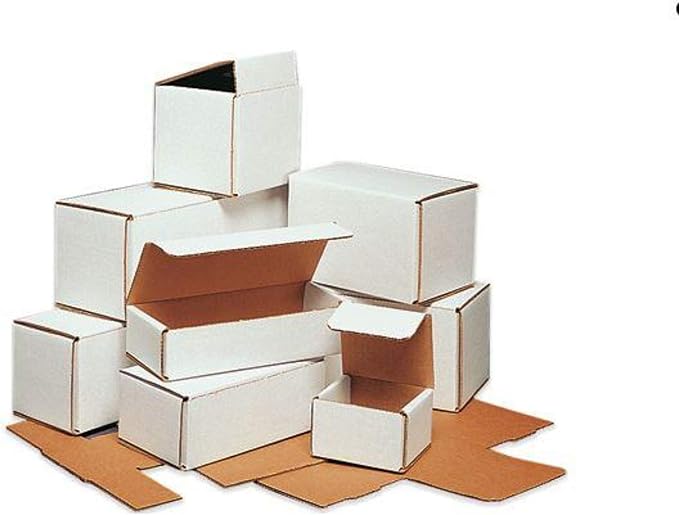 Secure Seal Shipping Boxes - 3x3x1" Mailers - White Foldable Corrugated Cardboard Packaging for Mailing, Moving, Storage, and Organizing - Strong Lightweight Foldable (Bulk 100 Pack)