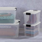 Sterilite 6-Pack Ultra Latching Box, Storage Bins with Lids, Clear Plastic, 30 Quart - Heavy-Duty Organizing Containers for Closet, Bathroom, and Office