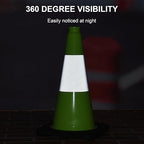 OrangeStar 6-Pack 18" Traffic Cones with Weighted Rubber Base, 6" Reflective Collar, Green Safety Cones for Parking Lot, Road Construction, Warehouse, Highway, Weatherproof PVC