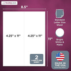 NextDayLabels – 4-1/4" x 11" Rectangular Sticker Labels for Printer - White Laser/Inkjet Printer Labels Return Address Labels Shipping Label Stickers (25 Sheets, 2 Per Sheet, 50 Labels)