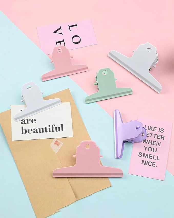 2PCS Extra Large Binder Clips Metal Bulldog Clips Large Paper Clamps Holder Chip Clips for Home School Office Drawing Bag Purple 4inch