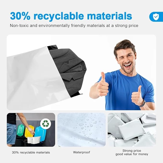 Poly Mailers 12x15.5 Inch 100PCS, 5 Layer Waterproof Self-Seal Shipping Bags for Clothes,Mailing,Books,Package, Strong Adhesive Tear-proof Mailers Bags Poly Envelopes for Small Business