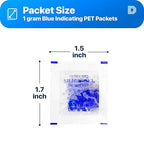 Dry & Dry 1 Gram [1000 Packets] Blue Indicating(Blue to Pink) Silica Gel Packets Desiccants Silica Gel Packets - Rechargeable Silica Packets, Silica Gel, Silica Gel Packs