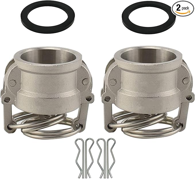2PCS Cam and Groove Fitting, Aluminum, Type DC, 4" Dust Cap, with 2PCS Camlock Gasket Fitting (4“)
