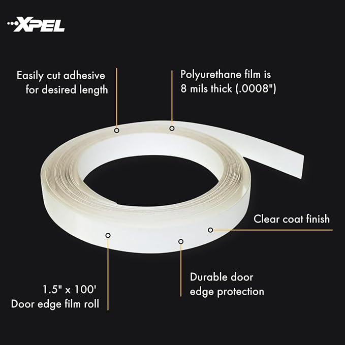 XPEL Door Edge Guard Protection Film Roll, 3/4" x 100' - Car or Truck Doors, Protective Barrier Against Minor Scratches, Paint Chips, Door Edge Impact, and Dings - Prevents Damage and Possible Rust