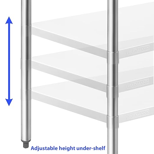 GRIDMANN NSF Stainless Steel Work & Prep Table 60 x 30 Inches with Caster Wheels and Under Shelf for Restaurant, Home, Hotel