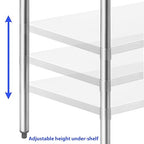 GRIDMANN NSF Stainless Steel Work & Prep Table 48 x 24 Inches with Caster Wheels and Under Shelf for Restaurant, Home, Hotel