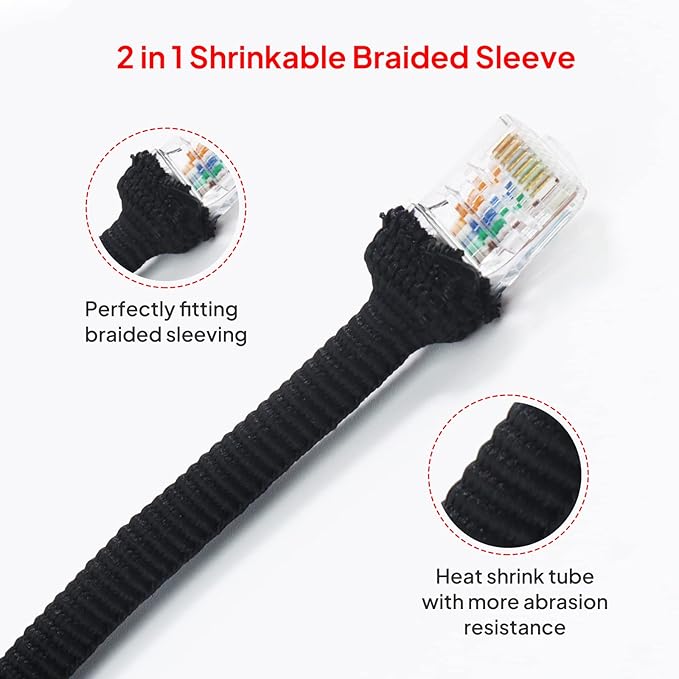 2 in 1 Heat Shrink Braided Sleeving Fabric Tubing-Ideal fit Irregular Shape Hose/Cable/Wire (1"(25mm), 14FT)