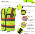 Reflective Mesh Safety Vest for Men Women with 8 Pockets and Zipper Front High Visibility Mesh Vest Hi Vis Construction Work Vest,Meets ANSI/ISEA Standards(EKH1-Yellow-2XL)