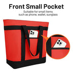 Insulated Reusable Tote Bag for Grocery Shopping for Women, Pizza/Food Delivery Bag to Keep Food Cold/Hot for Commercial Food Transport, Cooler bags for Travel/Beach/Picnic, Non-Waterproof, Red