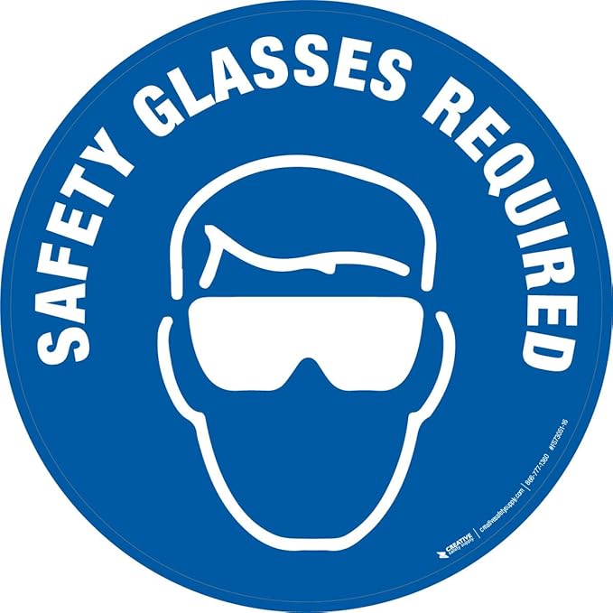 Safety Glasses Required - Floor Sign 28" x 28" – Permanent