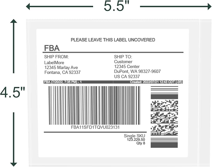 Clear Adhesive Top Loading Packing List Pouches 4.5'' X 5.5'', Shipping Label Sleeves, Packing Slip Envelopes (200 Bags)