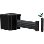 WM412 Retractable Belt Wall Mounted Smooth Black Crowd Control Barrier and Receiving End, 15' Black Belt