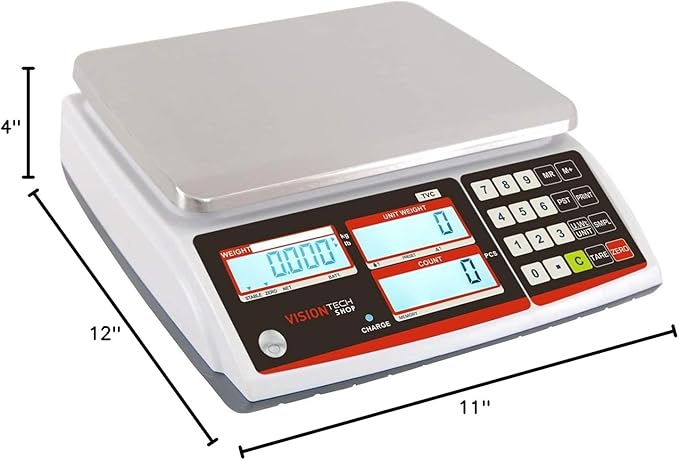 VisionTechShop TVC-30 Counting Scale for Parts and Coins, Lb/Kg Switchable, 30lb Capacity, 0.001lb Readability