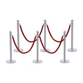 6 Packs Stanchions Posts, Stanchions Set Crowd Control Barriers with 4.9 ft Red Velvet Rope, Stanchion and Velvet Ropes Red Carpet Poles for Party Supplies