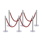 6 Packs Stanchions Posts, Stanchions Set Crowd Control Barriers with 4.9 ft Red Velvet Rope, Stanchion and Velvet Ropes Red Carpet Poles for Party Supplies
