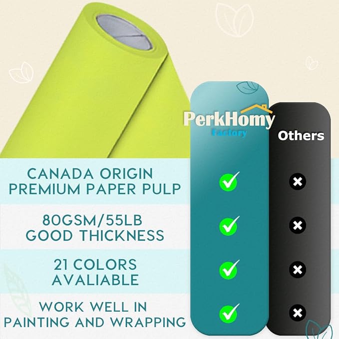 PerkHomy 48" x 1,440" (120') Neon Green Kraft Paper Roll for Craft Bulletin Board Paper Art Table Covering Crafting Gift Wrapping Bouquet Packing Parcel 80GSM 55LB (Neon Green, 48" x 120')