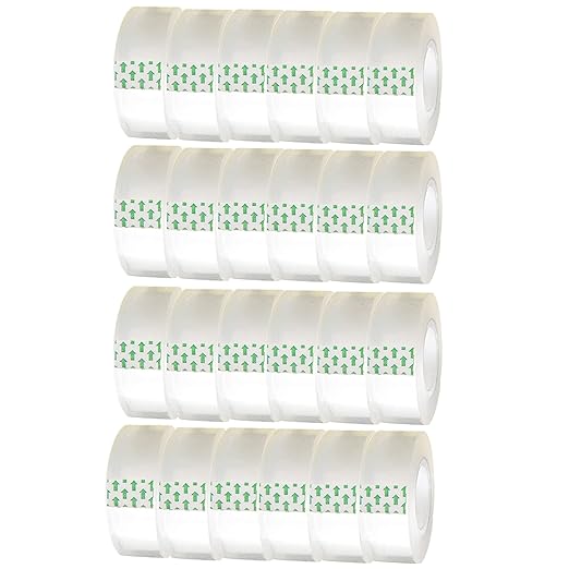 24 Pack Transparent Tape Clear Tape Refills Rolls Each Roll 3/4 x 1000 Inches, 1 inch Core, for Office, Home, School