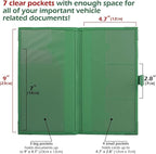 Auto Insurance and Registration Card Holder - Vehicle Glove Box Document Organizer - Car Essential Paperwork Holder for DMV, AAA, Contact Information Cards - Premium PU Leather Wallet Case - Green